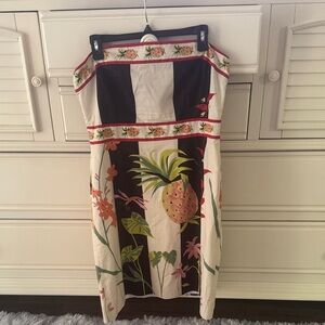 J. Crew Strapless Dress with Pineapple and Floral Design